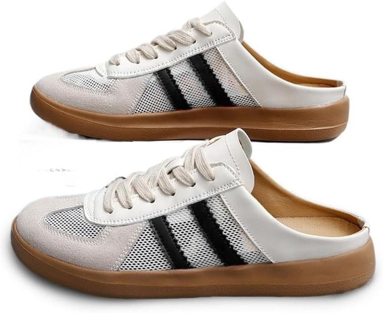 Geerta Women's Fashionable Contrast Mesh Design Lace Up Walking Shoes, Casual Slides Breathable Comfortable Sports Shoes, Female All-Match Round Toe Slip On for Daily Wear Girl | Amazon (US)