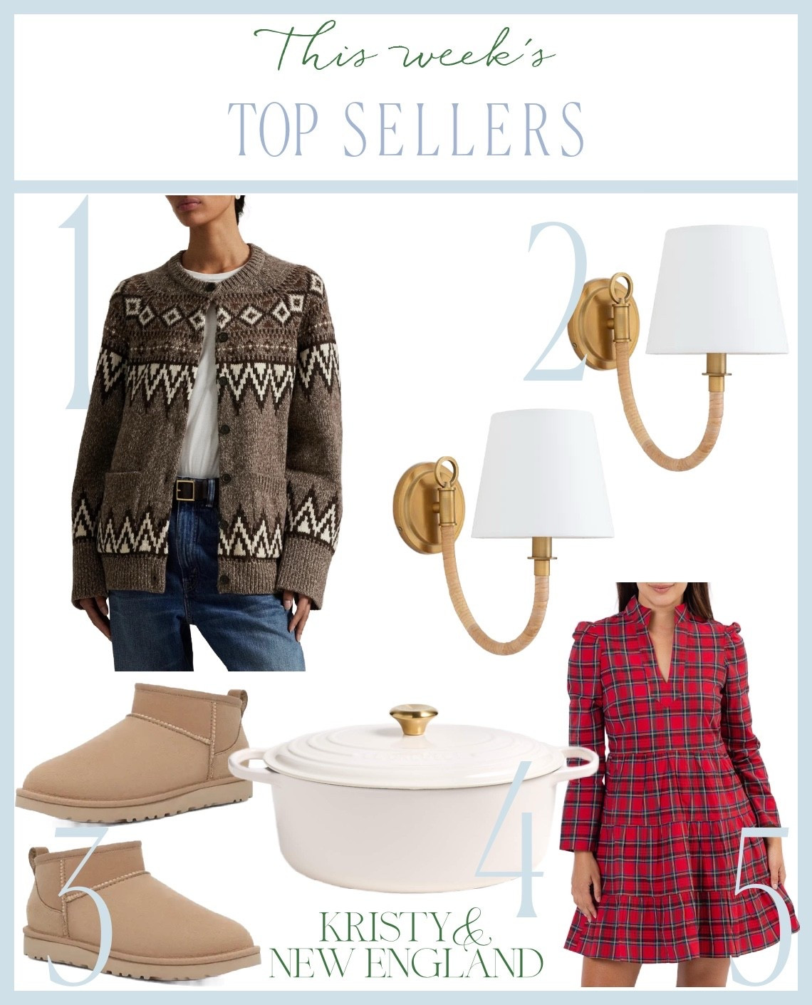 Top Sellers of the Week ✨✨✨ RL Fair Isle Sweater, Coastal Sconces, Ugg Ultra Mini Boots, Le Creuset Dutch Oven (on sale), Red Tartan Dress

#LTKHoliday #LTKHome #LTKfoodie
