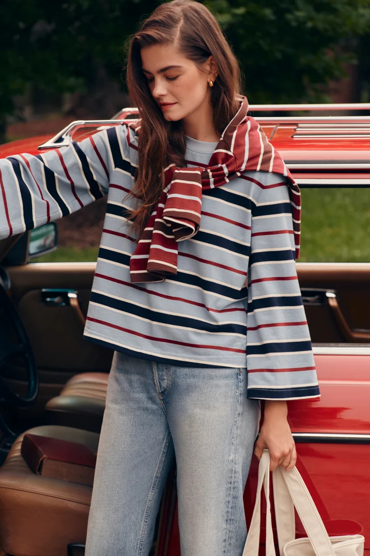 Blue Collegiate Stripe Adler Tee | Tuckernuck (US)