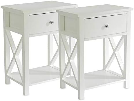 MAGIC UNION X-Design Side End Table Night Stand Storage Shelf for Livingroom with Wooden Drawer S... | Amazon (US)