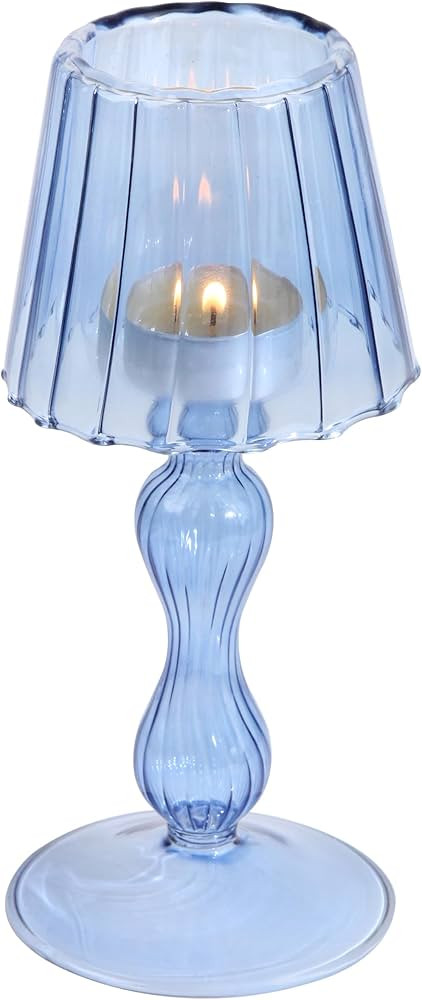 Navy Blue Glass Votive Candle Holders - Glass Hurricane Candleholders Crystal Decorative Lamp Sha... | Amazon (US)