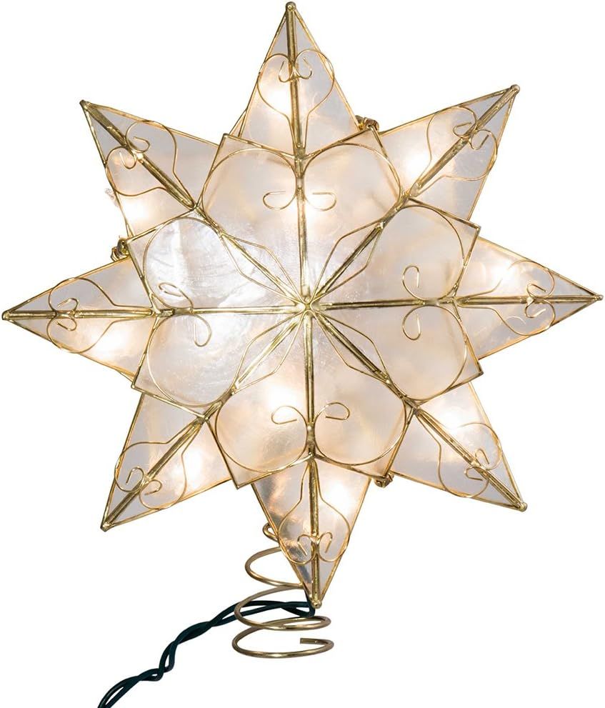 Kurt Adler Indoor 10 Light 8-Point Capiz Star Treetop with Arabesque Decoration | Amazon (US)