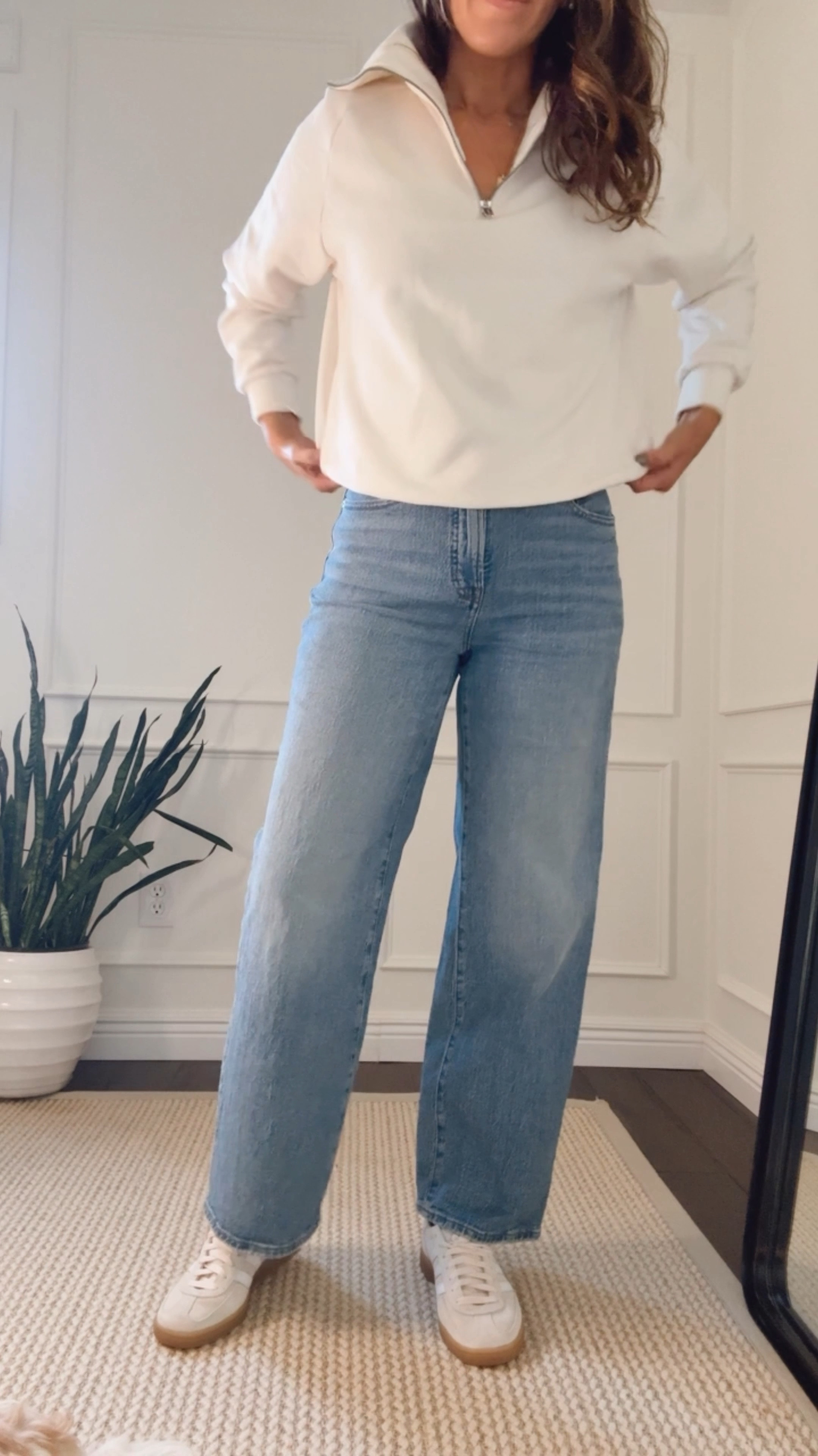 Sweatshirt on sale - comes in several colors.  Wearing xs. 
Jeans tts (love this style. Have them in two more colors).  
Sneakers - exact color no longer available. Linking current ones. 


#LTKSaleAlert #LTKStyleTip #LTKCyberWeek