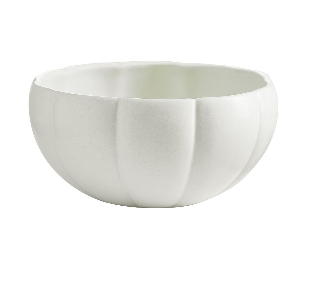 Pumpkin Shaped Stoneware Individual Bowl, Single - White | Pottery Barn (US)