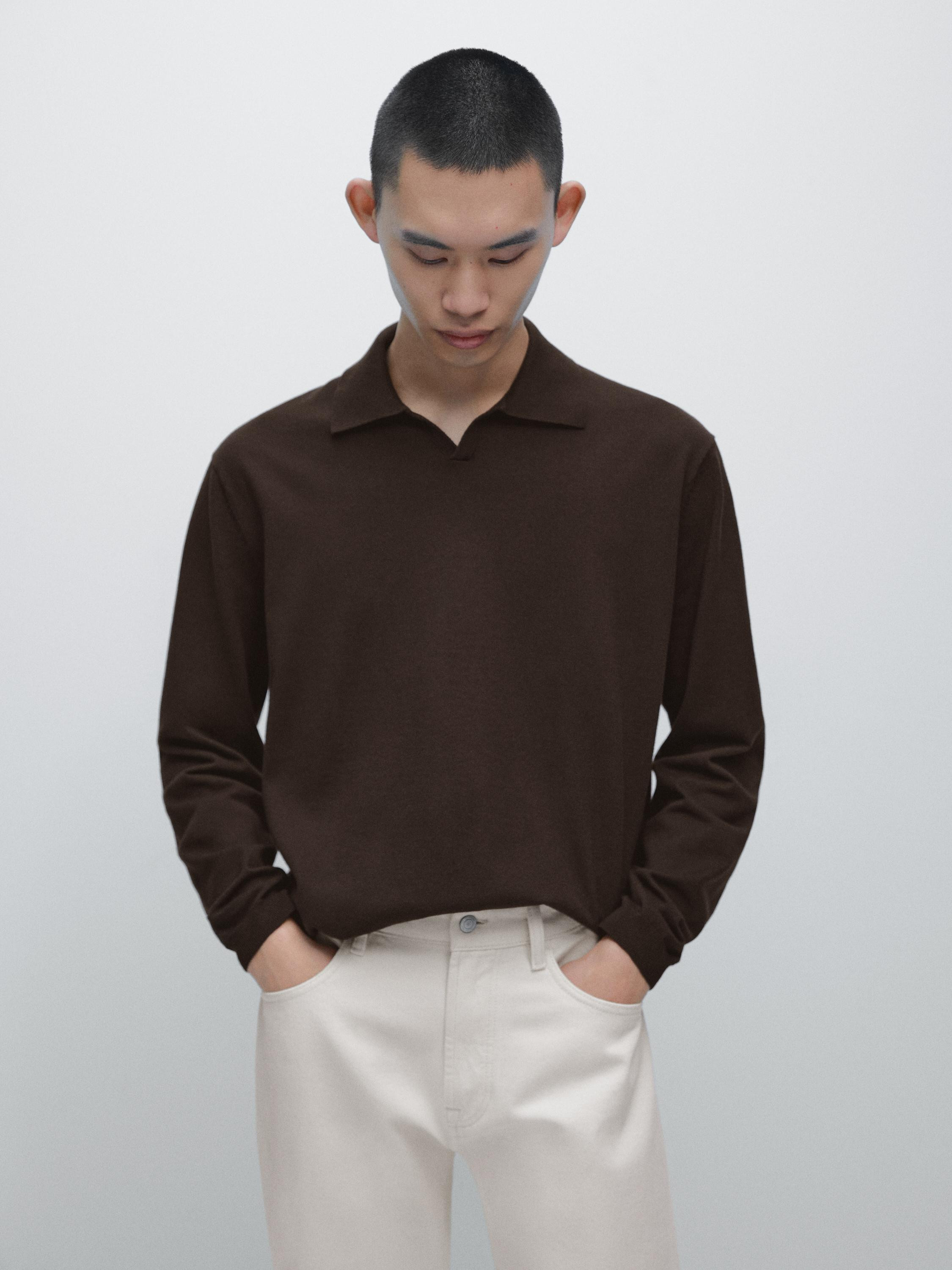 Strickpullover im Polo-Stil aus Baumwolle | Massimo Dutti DE