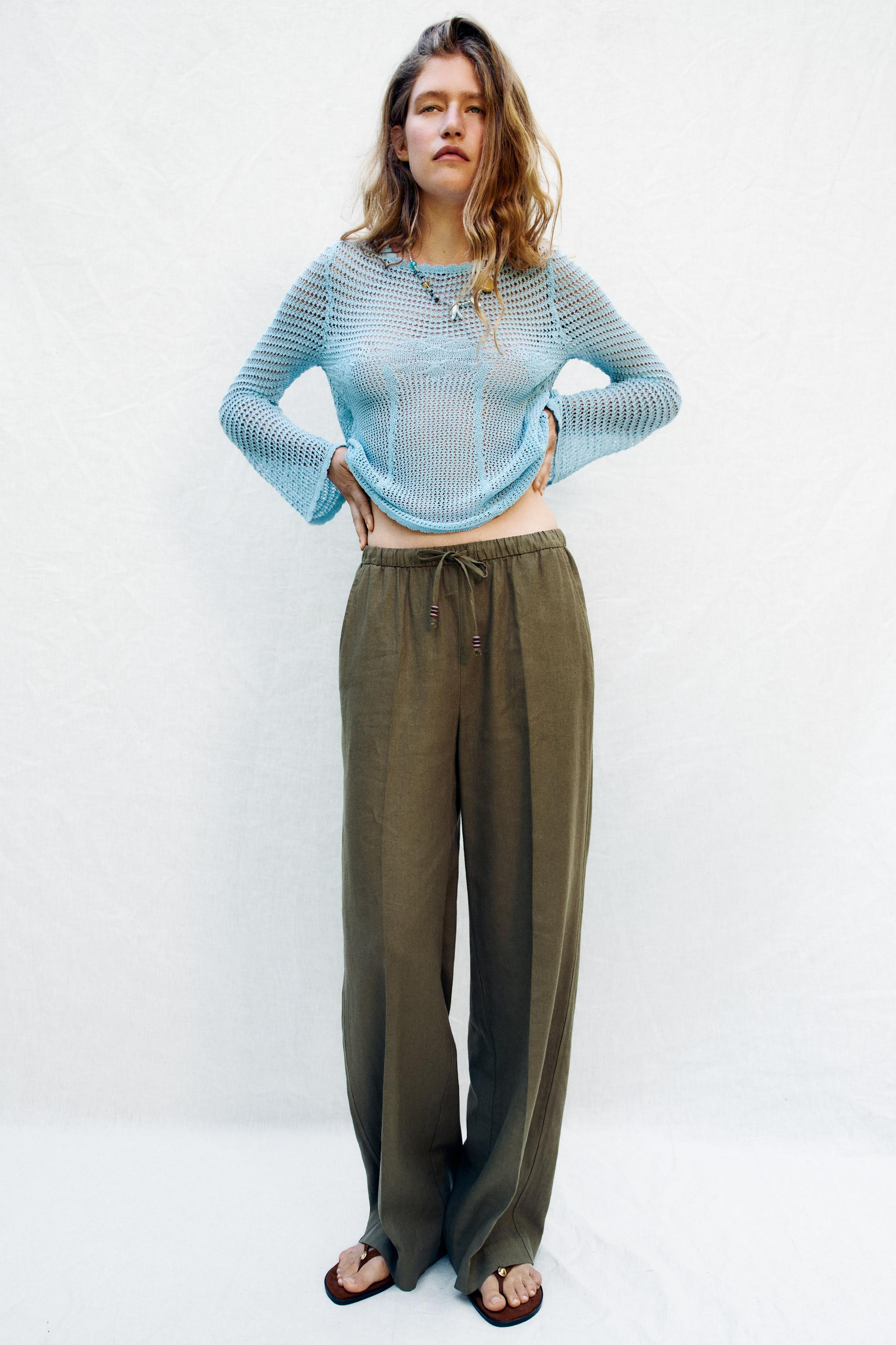 STRAIGHT LINEN BLEND TROUSERS | Zara UK