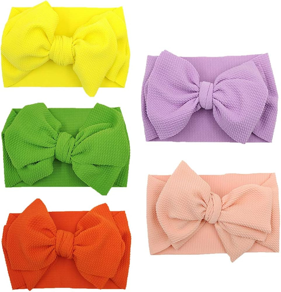 Big Bow Baby Headband,Baby Girl Headbands Nylon Elastic Headwraps,Newborn Headband | Amazon (US)