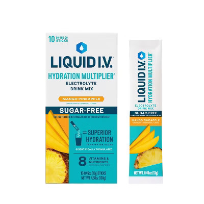 Liquid I.V. Sugar Free Hydration Electrolyte Powder Supplements - Mango Pineapple - 4.58oz/10ct: Non-Caffeinated Drink Mix | Target