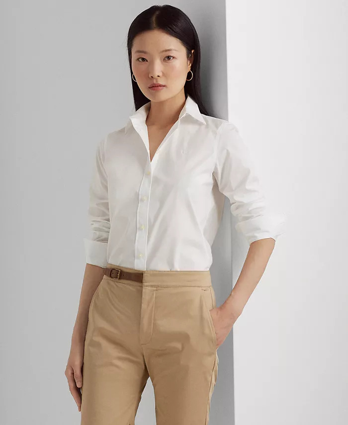 Lauren Ralph Lauren Non-Iron Straight-Fit Shirt, Regular & Petite - Macy's | Macys (US)
