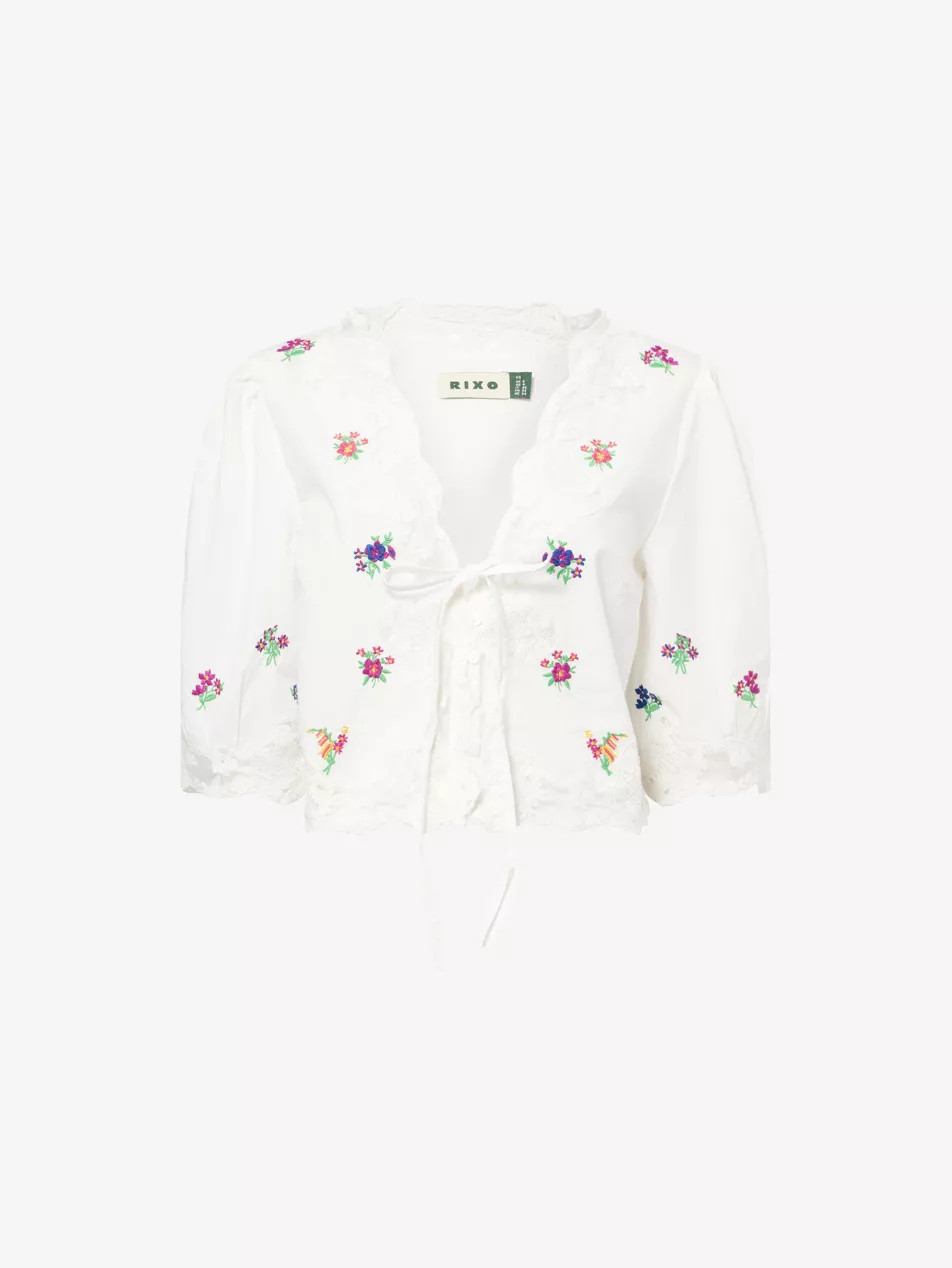 Ursula Floral-Embroidered Cotton Top | Selfridges