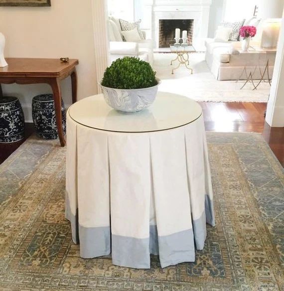 Ten Pleat Round Tableskirt White Linen Table Skirt White - Etsy | Etsy (US)