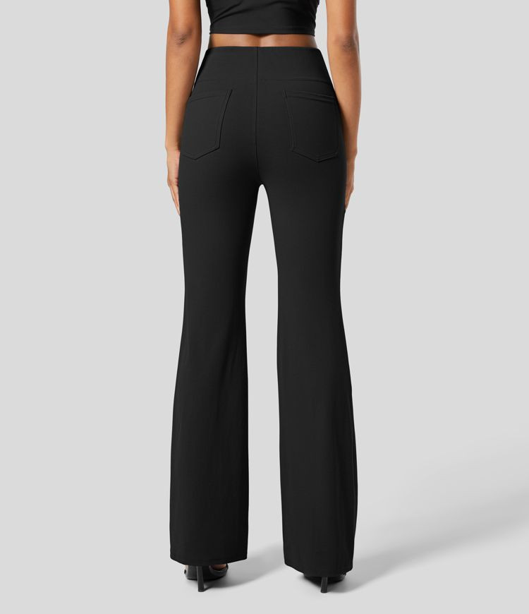 Women’s Halara Flex™ High Waisted Back Side Pocket Slight Flare Work Pants - Halara | HALARA