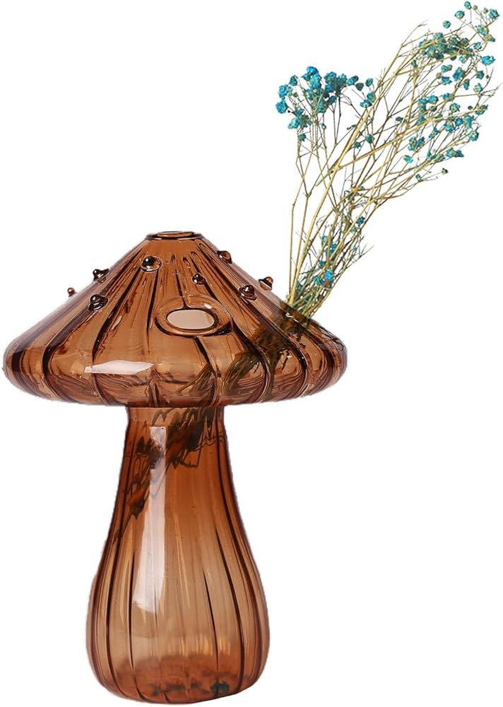 Mushroom Shaped Glass Vase, Planters Clear Hydroponic Vase, Flowers Plants for Decorative Centerp... | Amazon (US)