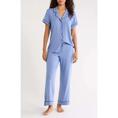 Nordstrom Moonlight Eco Crop Pajamas in Ivory Egret Jungle Leopard at Nordstrom, Size Medium | Nordstrom
