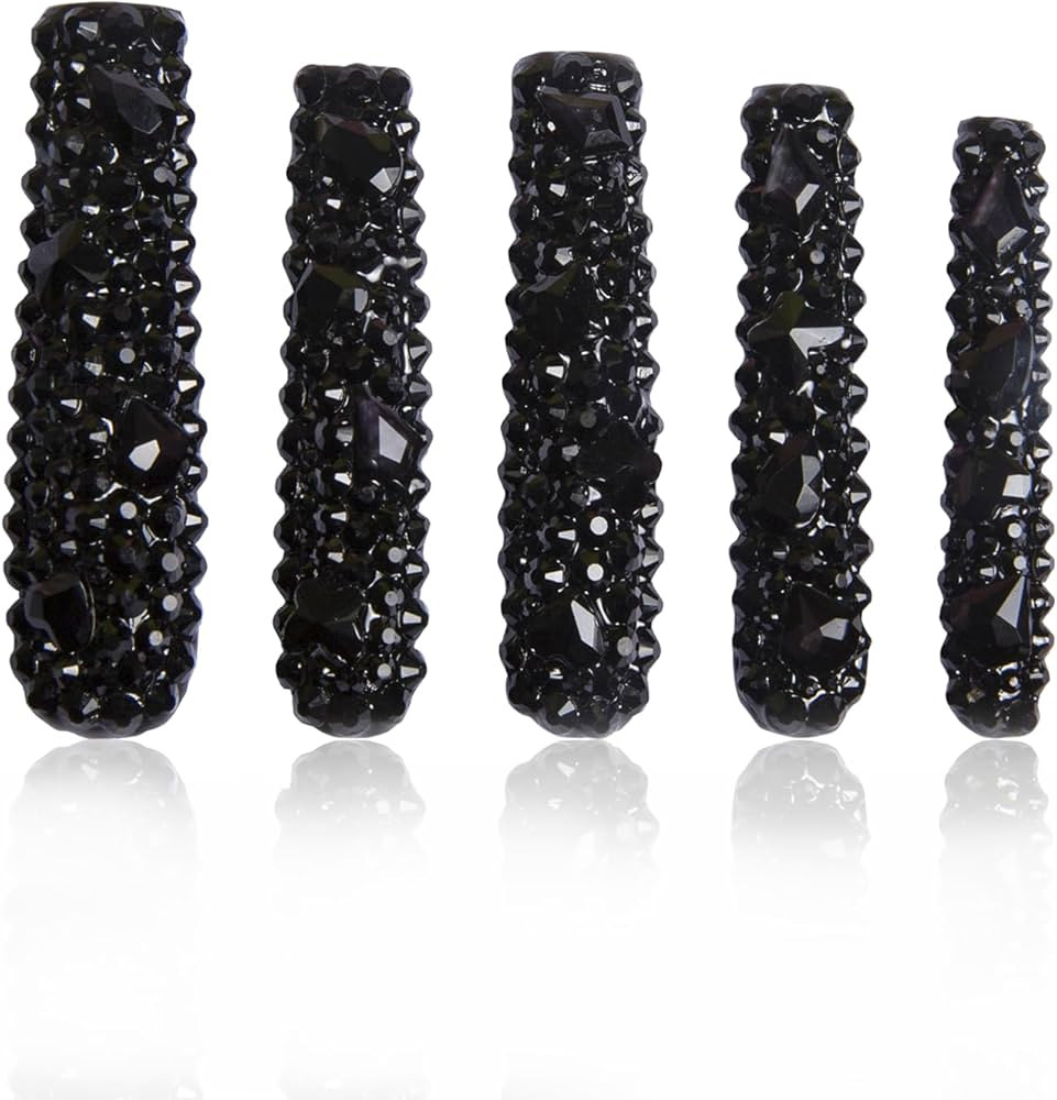 LOVFUL Press on Nails Classic Black Rhinestone| Handmade with Full Covered Crystals | Reusable Fa... | Amazon (US)