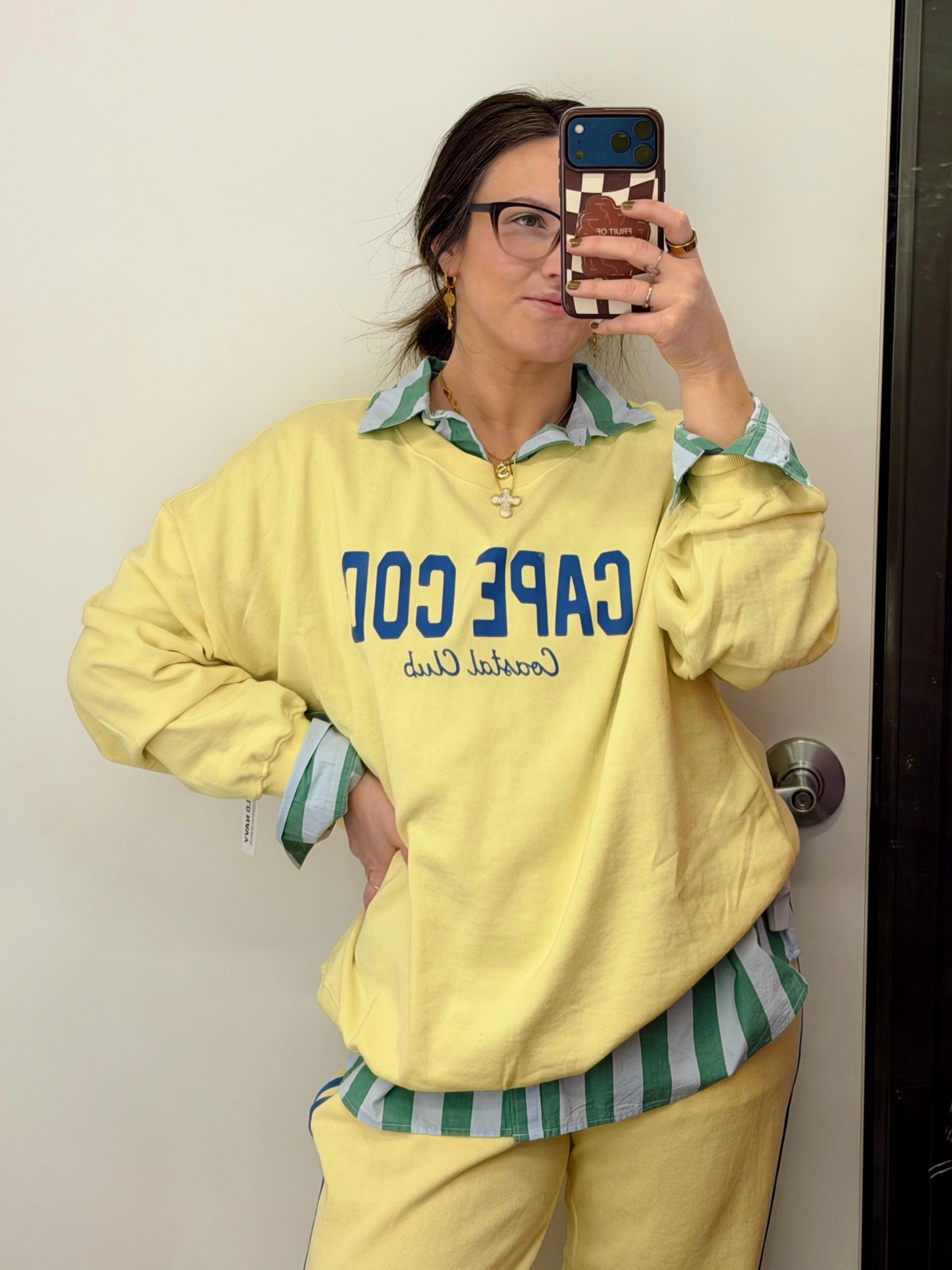 How to style and elevate your sweat shirt: layer with a striped button down 💛💙💚 as a full time SAHM, being comfy and cute is a non negotiable so I find ways to elevate and style my lounge wear and comfy pieces

Old Navy is on point right now with their lounge wear and all the colors they have in their collection, I LOVE! 

Just something to note for sizing, Old Navy tends to run a little big on me with my true to size BUT I intentionally shrink in the first wash and then it’s great on me. I’m 5’3” 145lbs, typically a medium but I’m wearing large in the button down and crewneck. I think with a one wash shrink, sizing up would be the exact fit I am looking for

#LTKMidsize #LTKPetite #LTKmomlife