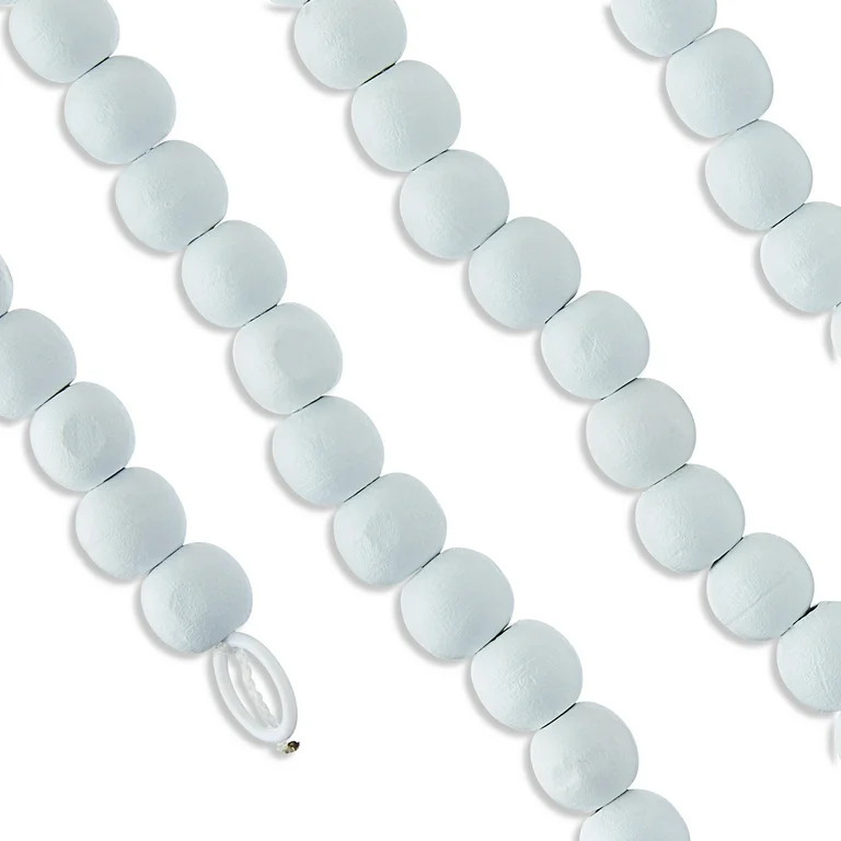 White Wooden Bead Christmas Garland, 9 ft, by Holiday Time | Walmart (US)