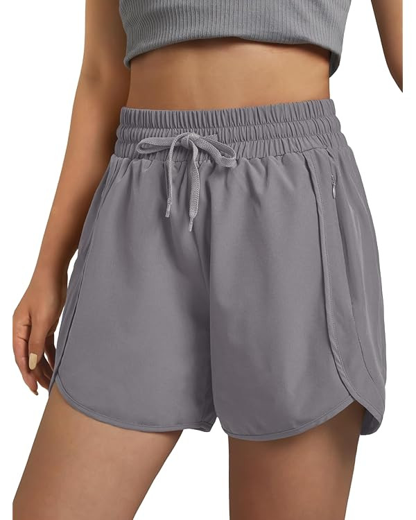 Women's 5" Athletic Running Shorts Lightweight Quick Dry Gym Workout Shorts with Zipper Pockets U... | Amazon (US)