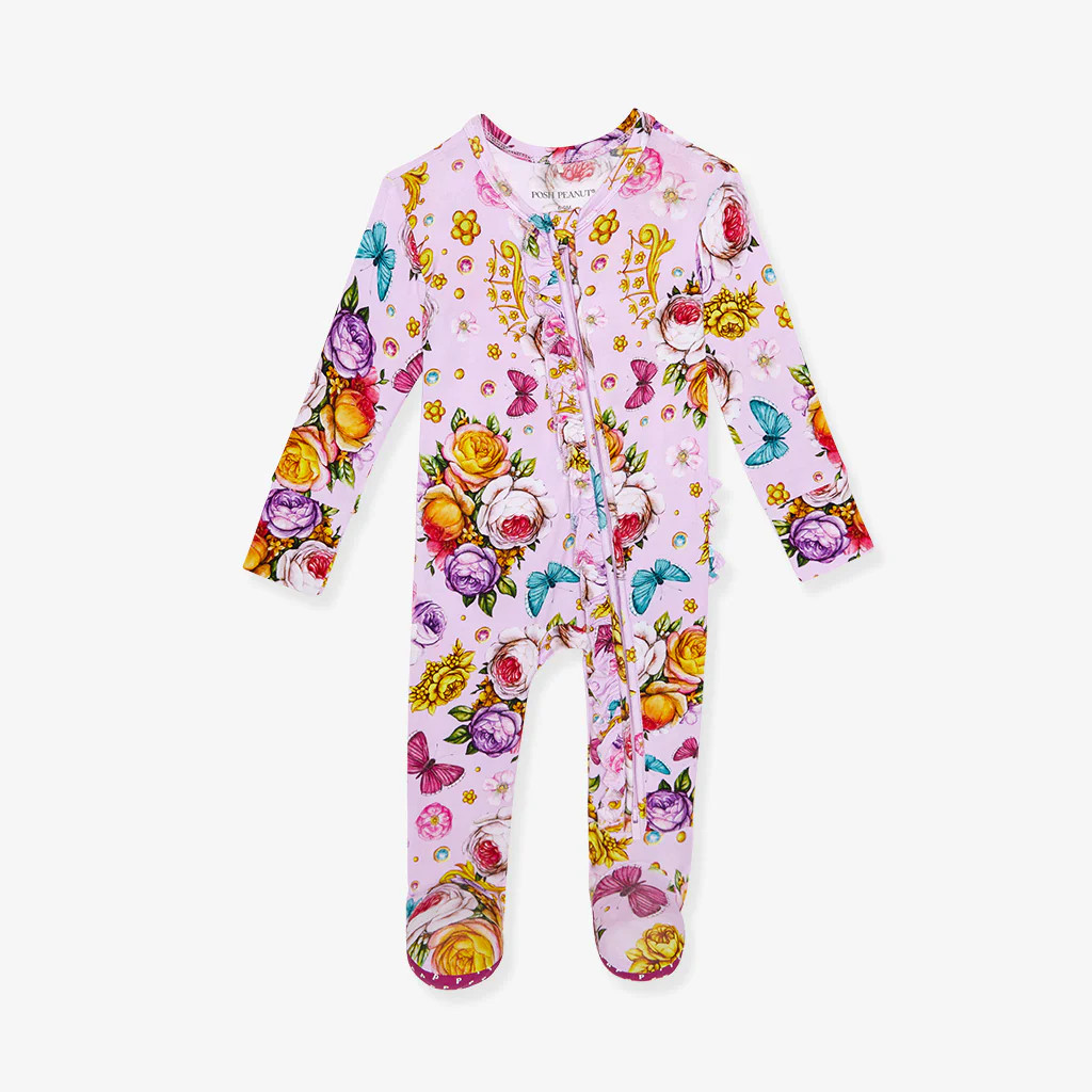Floral Purple Baby Girl Sleeper | Adrina | Posh Peanut
