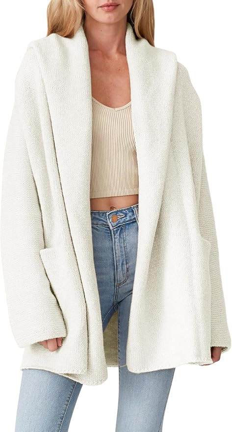 Cakulo Womens Long Hooded Cardigan Sweaters 2024 Oversized Cardigans Open Front Fall Knit Sweater... | Amazon (US)