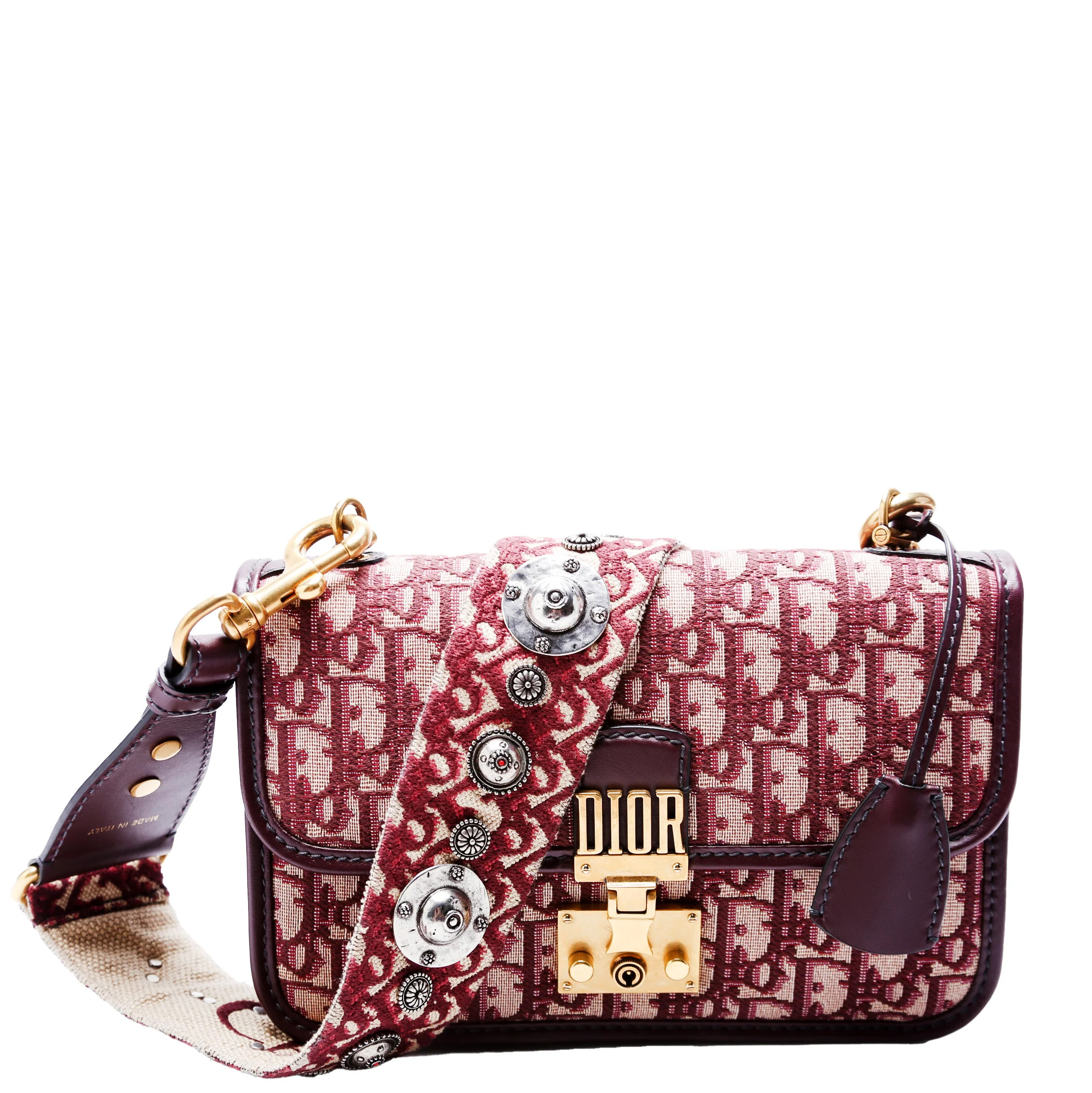 Dioraddict Oblique Flap Bag Burgundy | Keeks Designer Handbags