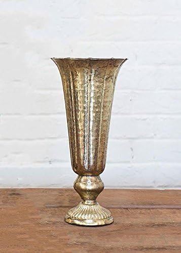 Amazon.com: Afloral Distressed Gold Metal Fluted Vase : Home & Kitchen | Amazon (US)