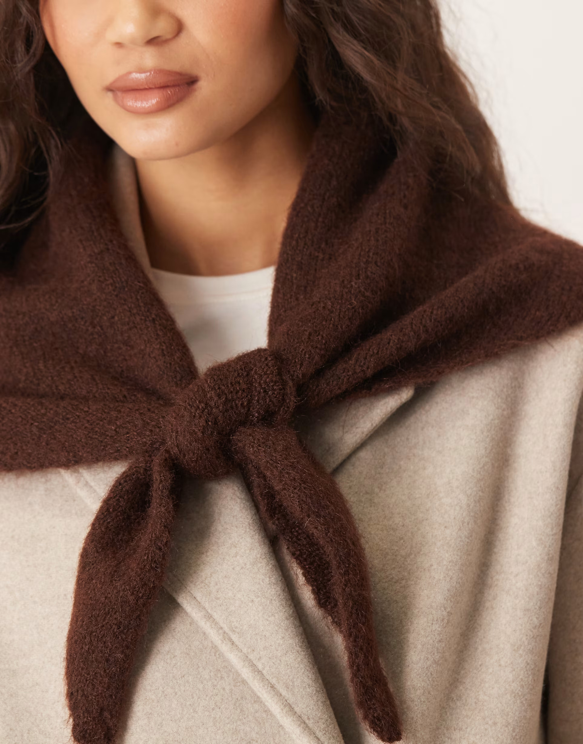 ASOS DESIGN knit triangle scarf in chocolate | ASOS (Global)