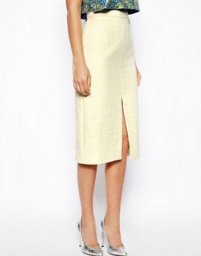 ASOS Pencil Skirt In Jacquard With Split Front | ASOS US