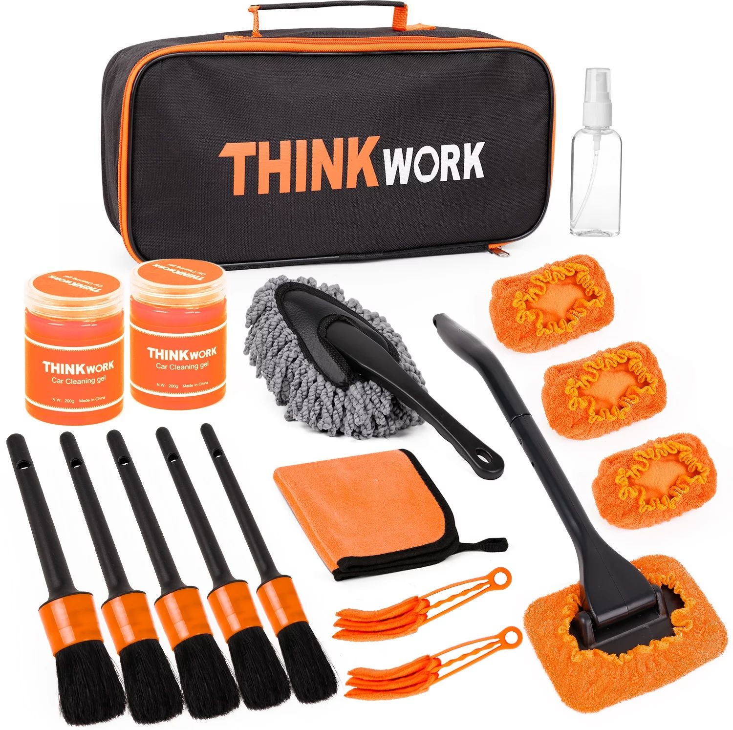 THINKWORK Car Duster Interior Kit, Car Cleaner Set Made by THINKWORK TW6068 (Orange) | Walmart (US)