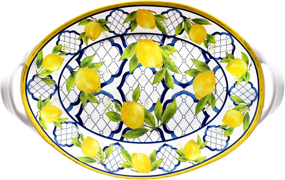 Le Cadeaux Melamine 18 inch Two Handled Oval Platter, Palermo | Amazon (US)