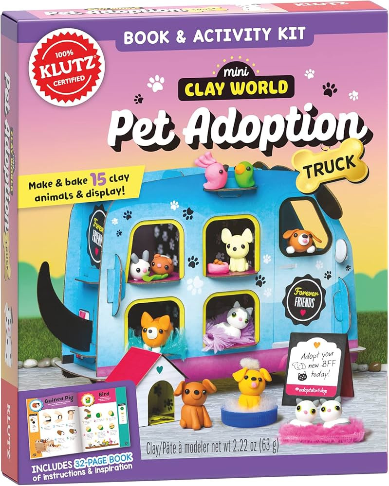 Klutz Mini Clay World Pet Adoption Truck Craft Kit for 8-12 years includes 8 punch-out sheets, 7 ... | Amazon (US)