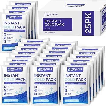 25 Pack Instant Ice Packs for Injuries, Disposable Instant Cold Pack | Amazon (US)