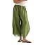 PUWEI Women's Cropped Lace Hem Pants High Waist Drawstring Wide Leg Pants | Amazon (US)