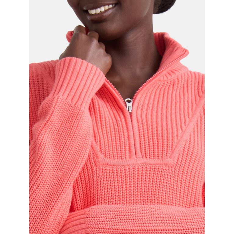 Time and Tru Women's Half Zip Pullover Sweater, Midweight, Sizes XS-XXXL | Walmart (US)