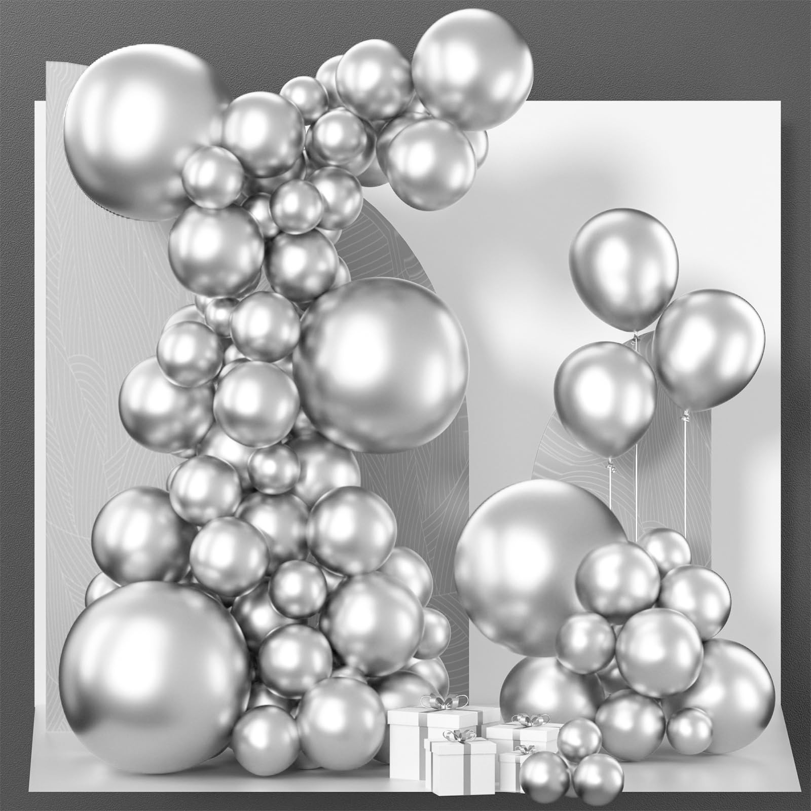 PartyWoo Metallic Silver Balloons, 152 pcs Silver Balloons Different Sizes Pack of 18 12 10 5 Inc... | Amazon (US)