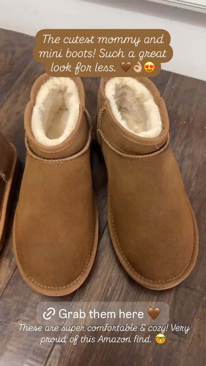 Very proud of this Amazon find!! If you are needing winter boots, you are in the right place! These look for less Uggs are too cute, super impressed with the quality and how cozy & comfortable they are! 👏🏼 

Toddler brown boots, women’s Ugg dupes, Mommy and me matching boots, ugg boots look for less, faux fur ankle winter boots, snow boots 

#LTKHoliday #LTKFindsUnder50 #LTKGiftGuide