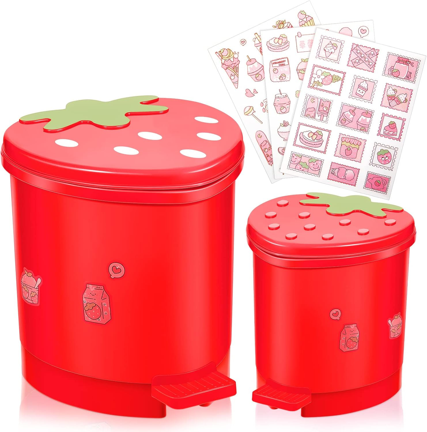 Tessco 2 Pieces Strawberry Desk Trash Can Cute Mini Countertop Trash Can with Lid Kawaii Small Ga... | Amazon (US)