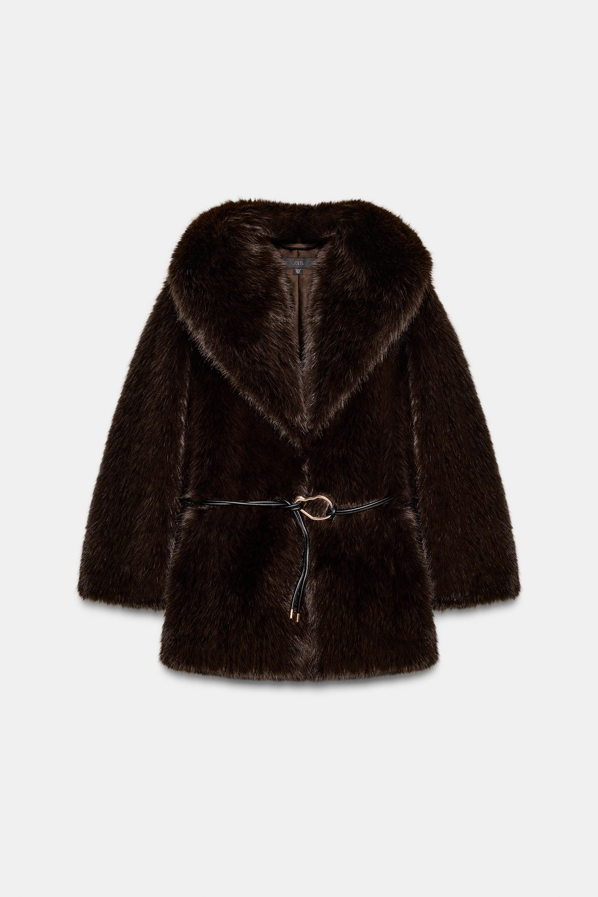 FAUX FUR BELTED COAT | Zara UK