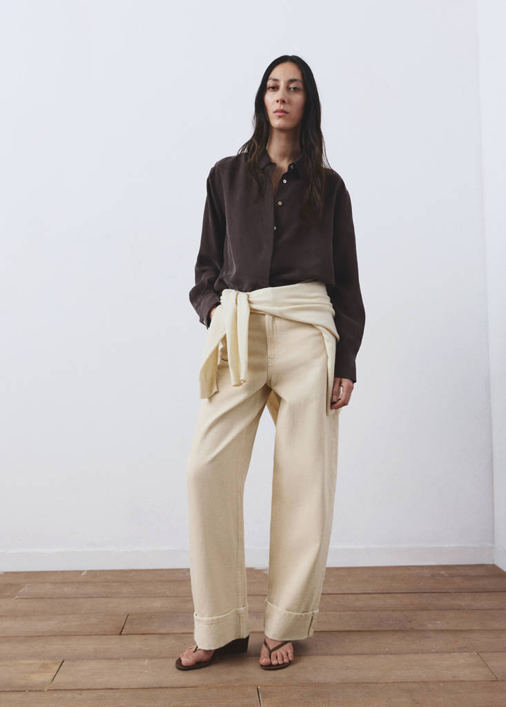 Balloon jeans with cuffed hem vanilla - Woman - 0 - MANGO | Mango (US/MX/AU)