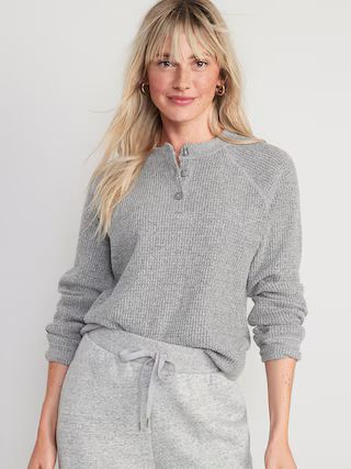 Waffle-Knit Henley Top for Women | Old Navy (US)