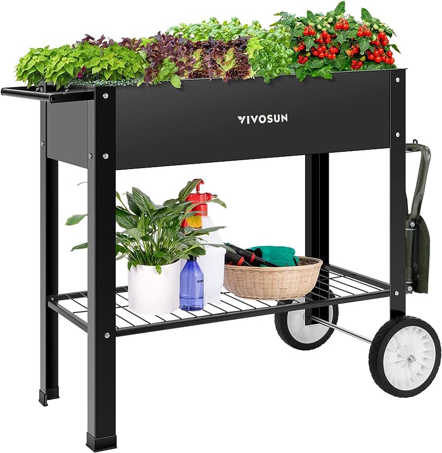 VIVOSUN 38 x 20.5 x 33-Inch Raised Garden Bed, Metal Mobile Elevated Planter Box with Wheels and ... | Amazon (CA)