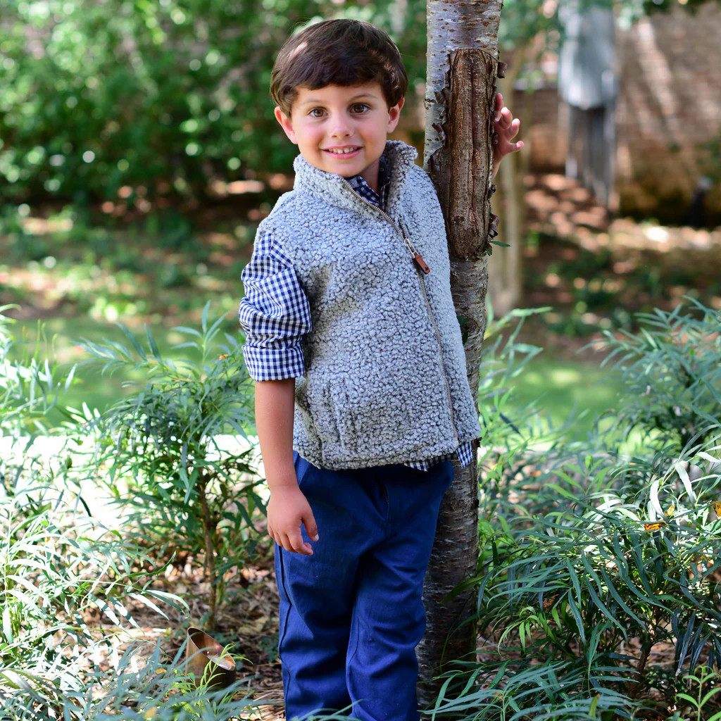 Sherpa Fleece Vest for Kids - Gray on Gray | castles & crowns