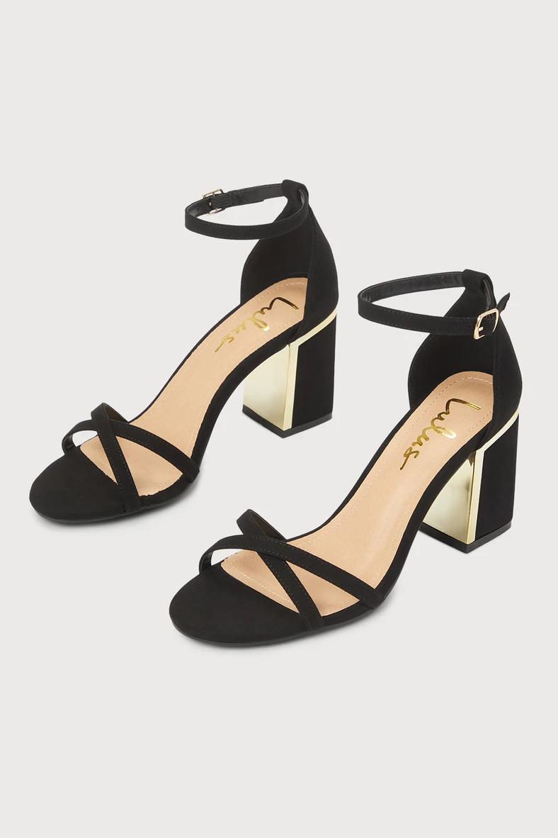 Ailsa II Black Suede Ankle Strap Heels | Lulus (US)