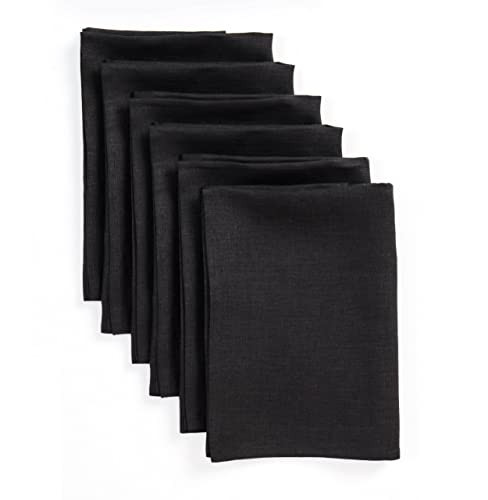 Solino Home Black Linen Napkins Set of 6-100% Pure Linen Cloth Washable Dinner Napkins 20 x 20 Inch - Fete | Amazon (US)