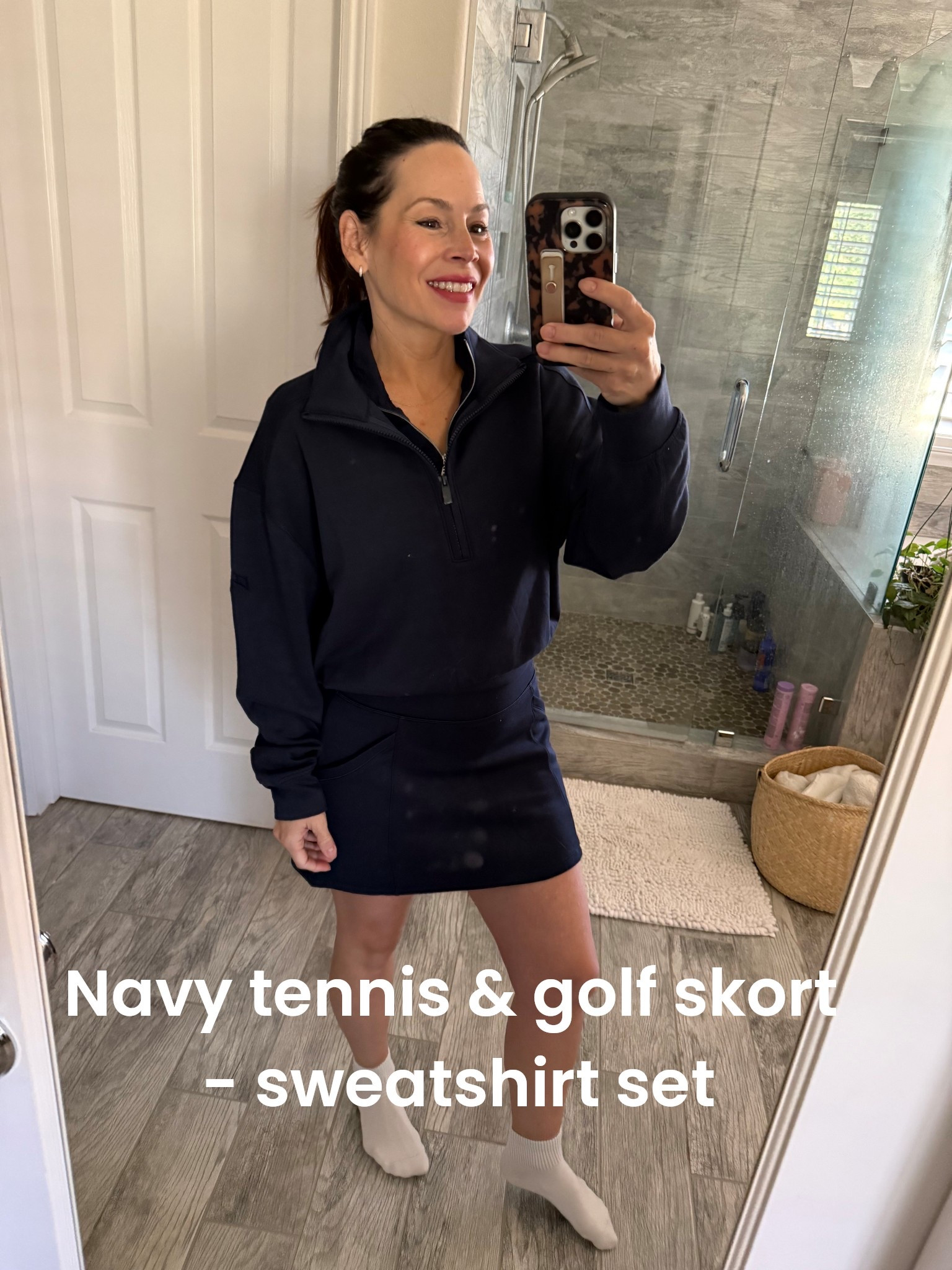 I'm off to play tennis in my new skort and sweatshirt! Soft knit, washes well and looks polished. I'll wear on the court, golf course, walking the dog, on the trail and to lunch!

#LTKOver40 #LTKPetite #LTKActive