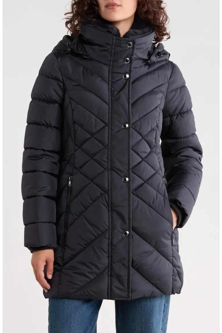 London Fog Puffer Coat with Faux Fur Collar (Women) | Nordstromrack | Nordstrom Rack