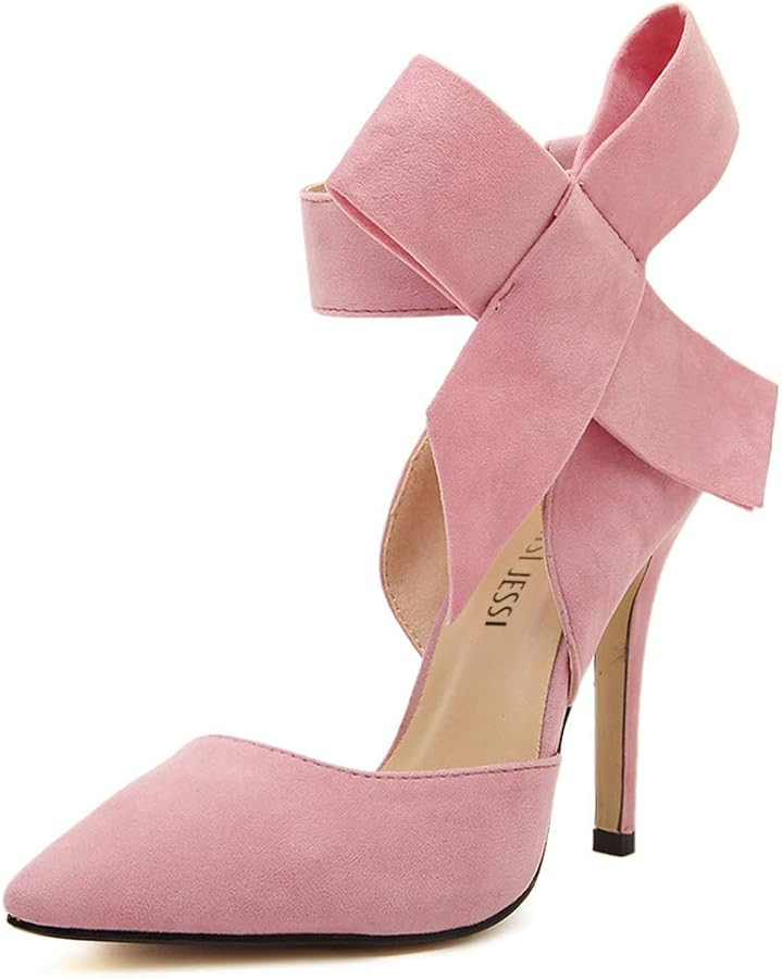 MAIERNISI JESSI Women's Pointy Toe High Heel Stiletto Big Bowknot Pumps | Amazon (US)