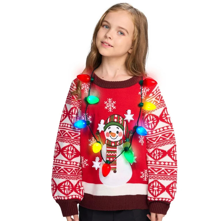 SYNCFUN Christmas LED Light Up Bulb Necklaces 9 Bulbs LED Necklaces Holiday Necklace Costume Acce... | Walmart (US)