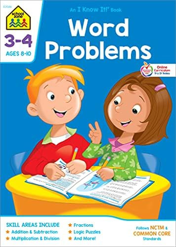 School Zone - Word Problems Workbook - 32 Pages, Ages 8 to 10, Grades 3 to 4, Addition, Subtracti... | Amazon (US)