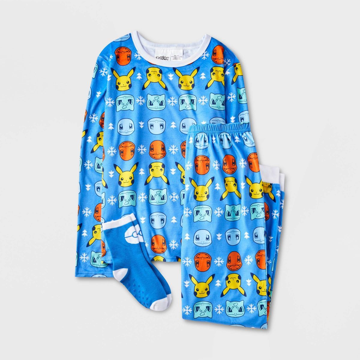 Boys' Pokemon Fair Isle 2pc Pajama Set with Socks - Blue | Target